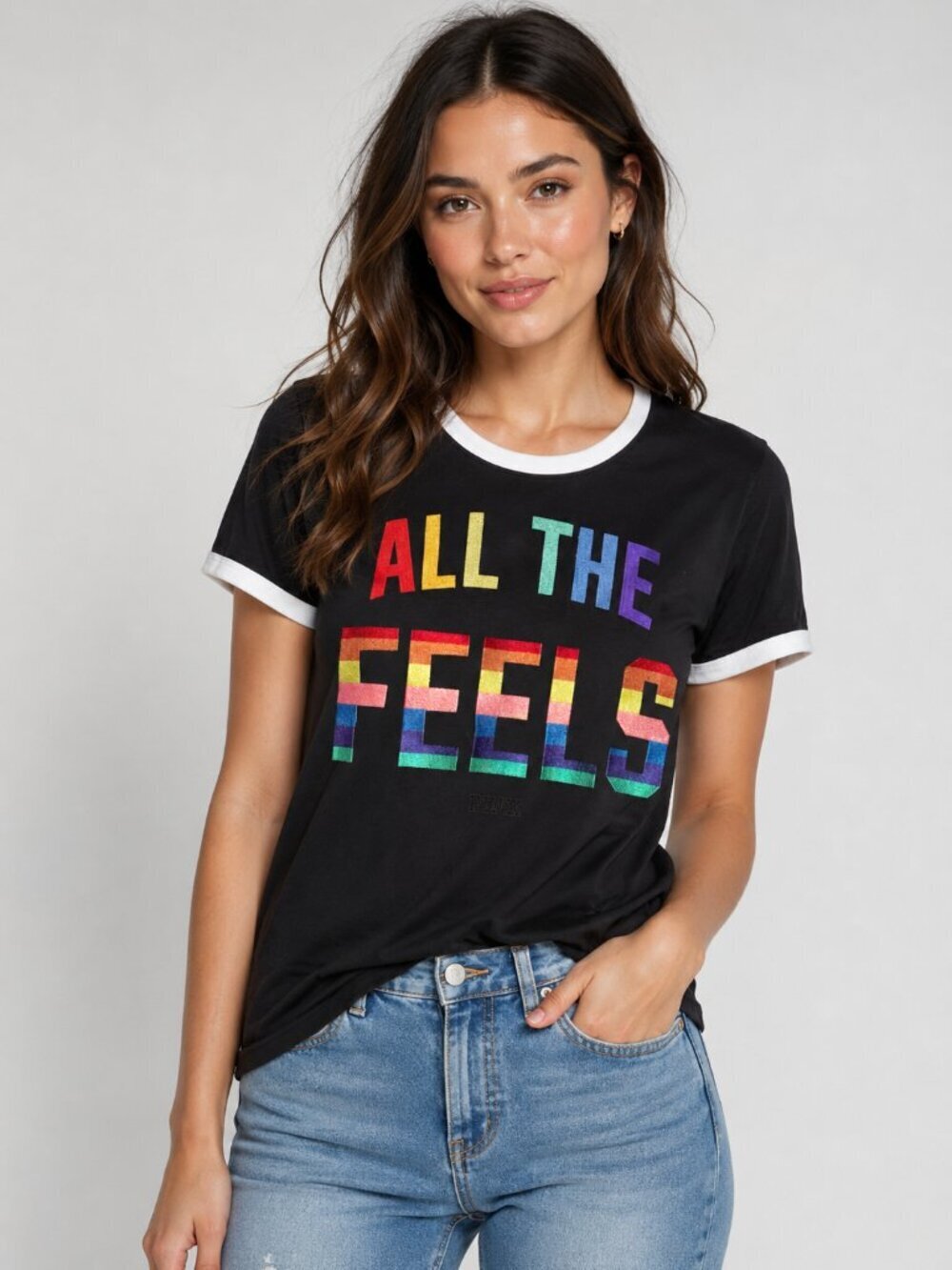 Victoria's Secret PINK Rainbow "All The Feels" Tee